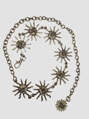 Mai Bee Gold-Tone Sun Face Chain Belt Adjustable Waist Lobster Clasp Celestial